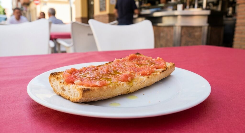 Tostada con tomate en La Nueva Dama, El Altet