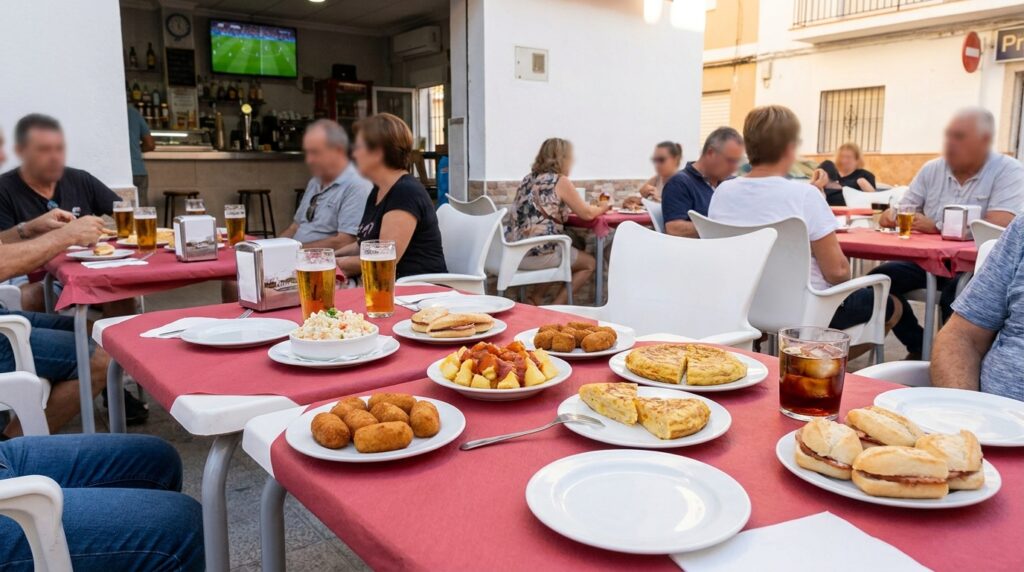 Terraza de La Nueva Dama en El Altet con mesas para tapear